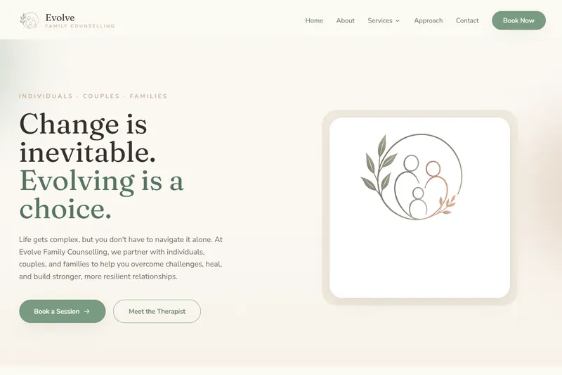 Evolve Family Counselling website preview 1 of 10
