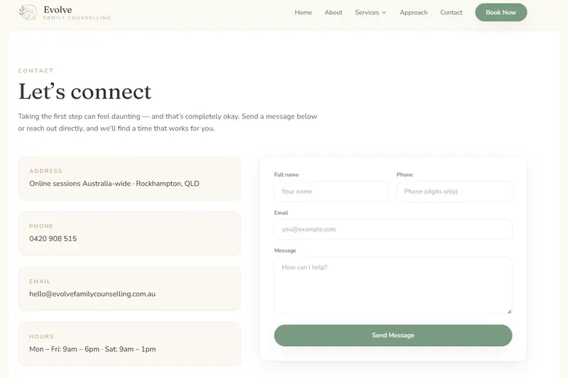 Evolve Family Counselling website preview 3 of 10