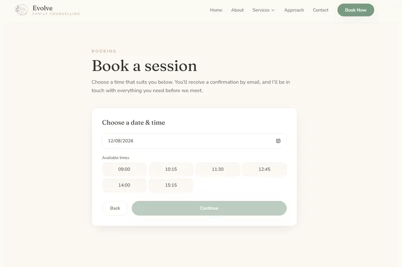 Evolve Family Counselling website preview 5 of 10