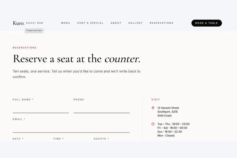 Kuro Sushi Bar website preview 3 of 3