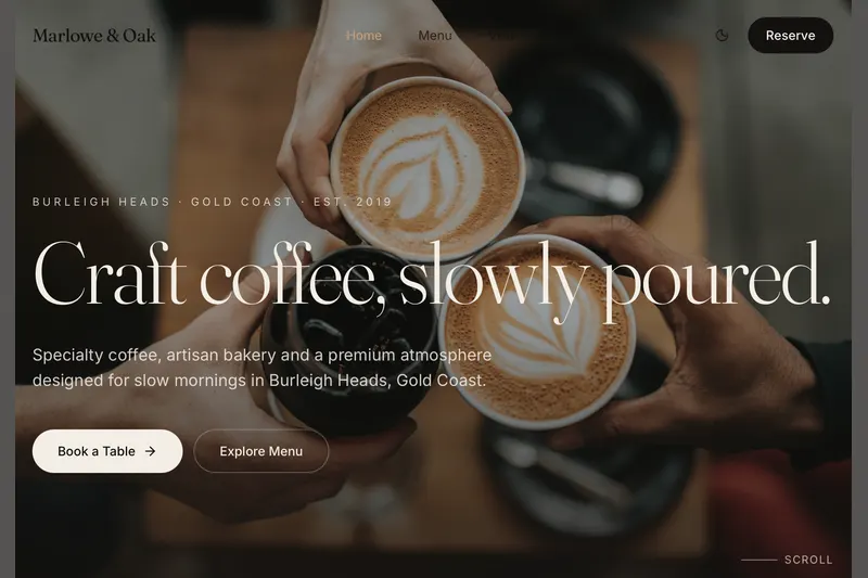 Marlowe & Oak Cafe website preview 1 of 3