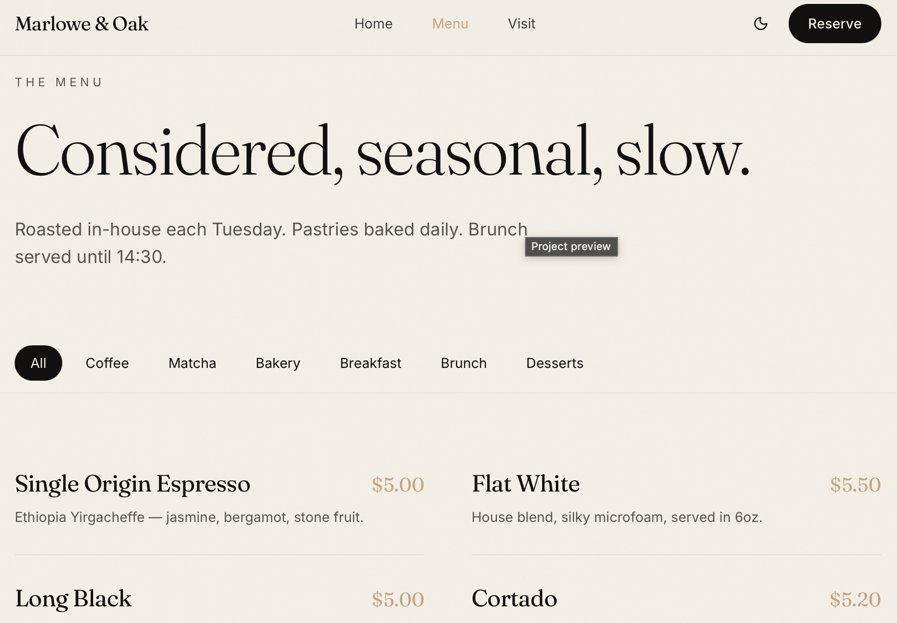 Marlowe & Oak Cafe preview 2
