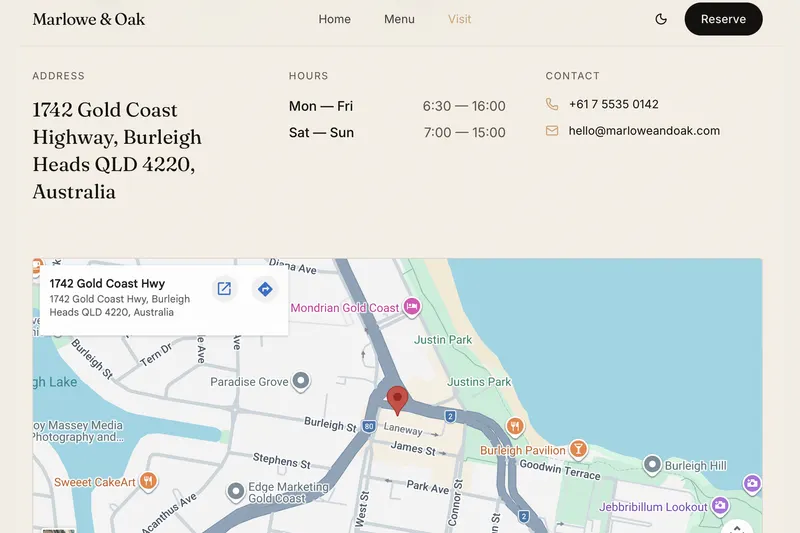 Marlowe & Oak Cafe website preview 3 of 3